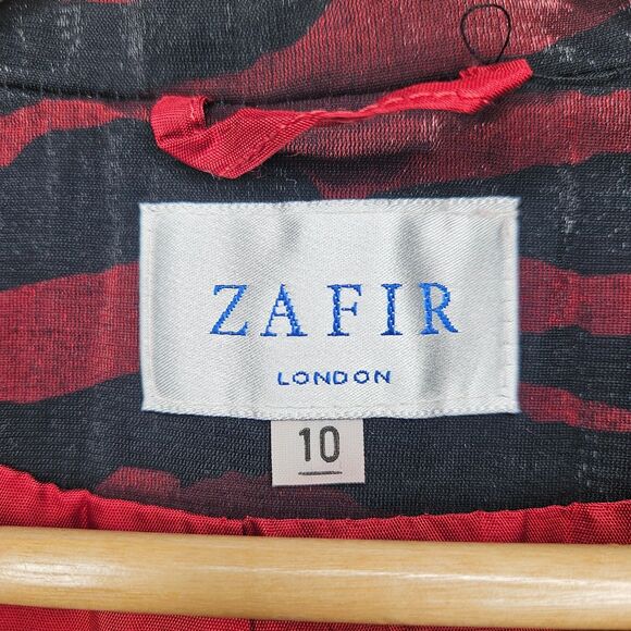 ZAFIR London Vtg Duster Jacket UK 10 US 6 Zebra Print Shiny Glam Rock Goth Femme - Picture 8 of 10